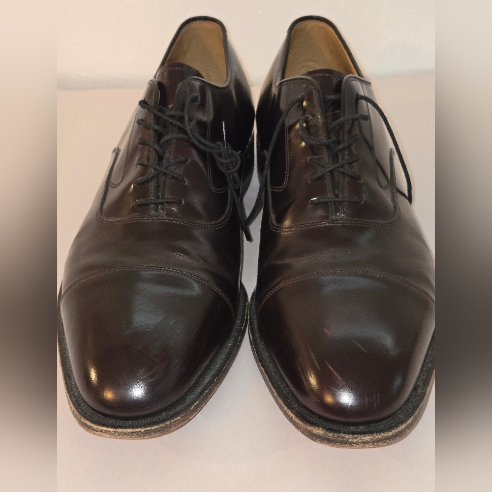 Johnston & Murphy Optima Mens Melton Oxford Size 11 Burgundy Cap Toe Shoe USA